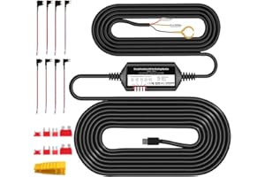 Azdome Kit de cableado para M27 GS63Pro, puerto tipo C, cable de 12 pies con 4 tipos de fusibles LP Mini/Mini/ATO/Micro2, entrada de 12 V-24 V a salida de 5 V/2,5 A, adaptador de corriente