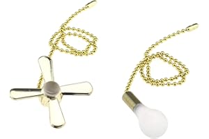 YINETTECH 2 unids Metal cuentas Pull Chain Ball 30CM cadena extensión con mini ventilador bombilla colgante para ventiladores de techo luces oro