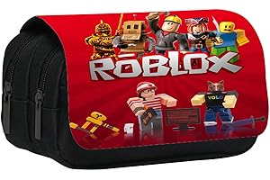 WKxinxuan Pencil Case Roblox, Estuche Roblox, Estuche para Lápices Roblox, Estuche Escolar 2 Compartimentos, Bolsa de Lápiz Portable Estuche Organizador, para Adolescentes Estudiantes(Rojo)