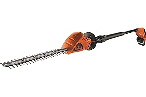 BLACK+DECKER Teleskop Heckenschere Akku Hochentaster Heckenschere elektrisch (18V 2,0Ah Li-Ion, 43 cm Schwertlänge, 12 mm Schnittbreite, 3,5 m Reichweite um 180° Verstellbarer Kopf) GTC1843L20