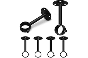 SEGNAYEN 6 soportes para barra de cortina de techo, soporte de barra de cortina negro de 25 mm, soporte de barra de cortina de metal, ganchos de soporte de barra de acero inoxidable resistente con tornillos