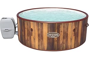 Lay-Z-Spa Helsinki Hot Tub, 180 AirJet Wood Effect Inflatable Spa with Freeze Shield Year Round Technology and Rapid Heating, 5-7 Person