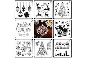 LYPER 8Pcs Weihnachtsschablonen Xmas Scale Template Sets, wiederverwendbare Kunststoff Handwerk Schneeflocke DIY Dekoration für Handwerk Kunst Zeichnung Malerei Sprühen auf Fenster, Glas, Holz