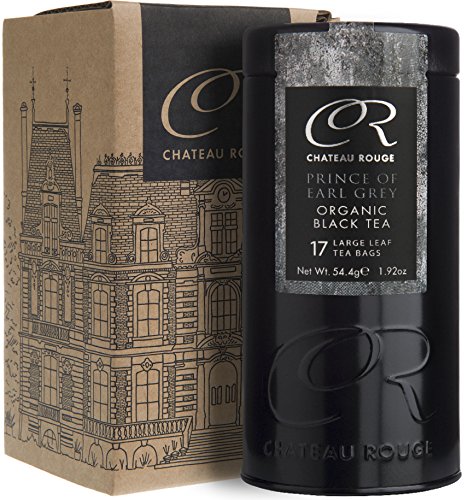 Chateau Rouge - Prince of Earl Grey, Organic Black Tea Bags with Bergamot, 17 Caddy