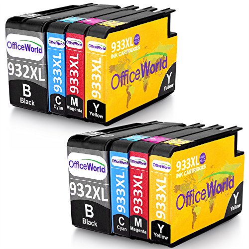 OfficeWorld Kompatible Patronen Ersatz für 932XL 933XL Hohe Kapazität Tintenpatronen mit Neuer Chips für Officejet 6100 6600 6700 7110 7610 7612 [Bitte beachten Sie 7510 7512 kann nicht verwendet werden] (2 Schwarz, 2 Cyan, 2 Magenta, 2 Gelb)