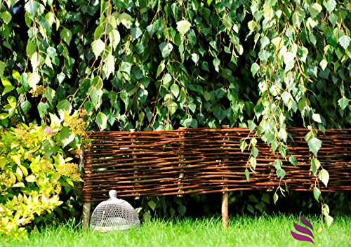 Natürliche Beeteinfassung: 10 Elemente (40cm hoch) – Steckzaun in 25 verschiedenen Größen, Rasenkante, Weidenzaun – imprägniert, Länge:100cm - 5