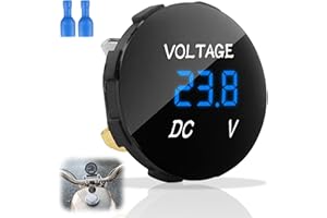 UNICAVU DC 24V 12V LED Digital Voltmeter for Car, Waterproof Voltage Monitor, Blue Light Display Panel, 5-48V Range, Car Battery Tester for Motorcycle Vehicle Truck Camper Boat Marine ATV UTV