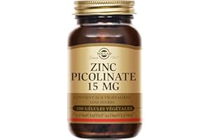 Solgar Zinc Picolinate 15mg - Défenses immunitaires - Zinc hautement assimilable - Nutriment Clé - Complément Alimentaire - Flacon de 100 gélules végétales