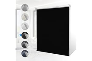 ‎HOMLAND Verdunklungsrollo ohne Bohren Rollos für Fenster B65 x H120 cm (Stoffbreite 60cm) Schwarz Thermo Rollo Klemmfix Verdunkelungsrollo Seitenzugrollo Sicht-und Sonnenschutz Wandmontage