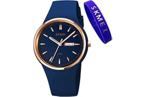 SKMEI Montres pour jeunes femmes femmes sport bande silicone grand visage grand visage étanche mode décontracté simple quartz analogique jour date filles cadeau blanc montre-bracelet