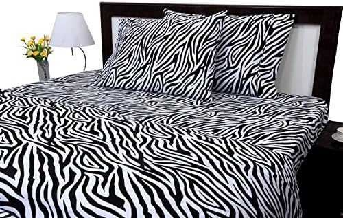 British Choice Linen 3 PCs Duvet Set (1 Zipper Closer Duvet cover &amp; 2 Pillowcase) Egyptian Cotton 1000-Thread-Count Finest Quality Durable Sateen Finish Comfortable, (Zebra Print, UK King)