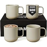 MIAMIO Set of 4 Ceramic Coffee Mugs/Mugs for Coffee (500ml), Cappuccino, Latte Macchiato, Tea, Espresso/Dishwasher and Microw