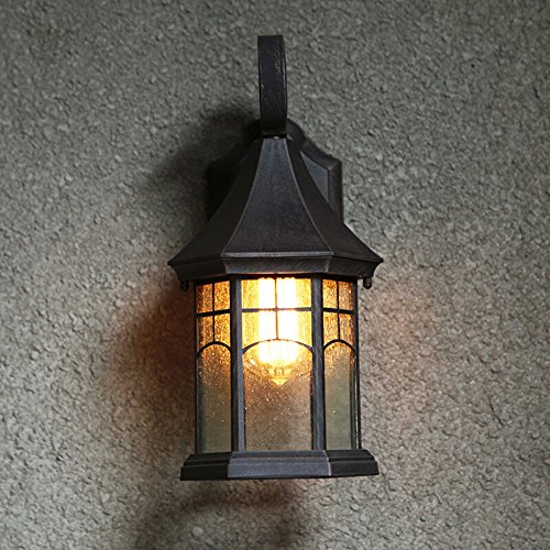 Preisvergleich Produktbild Außen Aluminium Wandleuchte American Retro Wasserdichte Regenschutz Garten Garten Lampe Edison Glühbirne Korridor Gang Treppenhaus Einzel Glas Wandleuchten ( Farbe : Schwarz )