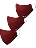 VASTRAMAY Unisex 3 -Ply Solid Reusable Anti-Pollution Comfortable Half Face, Ear Loop Welness Masks in Maroon - Pack of 3