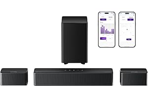 ULTIMEA 5.1 Soundbar mit Dolby Atmos, 3D Surround Sound System, Soundbar für TV Geräte mit Subwoofer, 2 Rear-Lautsprechern, Sound bar Bluetooth 5.3 mit Einstellbarem Bass, Poseidon D60