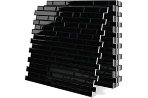 Tiwoos Black Stick on Tiles Self Adhesive Splashback for Kitchen 3D Marble Tiles 10-Sheet (12"×12")