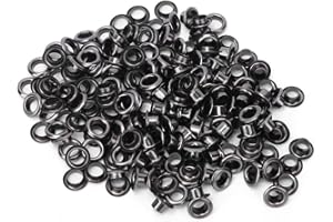 HEEPDD 100 Sätze Ösen, 4 MM Doppelseite Kleidersack Ledergürtel Dekoration mit 100 Stücke Dichtung für Schuh Kleidung Lederhandwerk Taschen Etikett[Pistolenfarbe] Teile