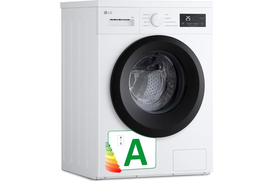 LG F4A1009NWK - Lavadora, 9 kg, 1400 rpm, Carga Frontal, 8 Programas, Programa Rápido y Programa Lavado a Mano, Fondo Especia