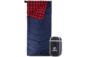 REDCAMP Cotton Flannel Sleeping Bags for Camping, 3-Season Warm and Comfortable Adult Sleeping Bag, Envelope with 2/3/4lbs Filling