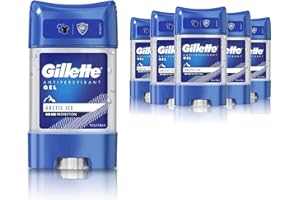 Gillette Antiperspirant Deodorant Gel For Men, 420 ml (70 ml x 6), 48-Hour Invisible Sweat and Odour Protection, Artic Ice