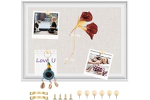 Okydoky 43 x 33 cm Wooden Frame Linen Nail Board, Memo Board, DIY Decorative Nail Board, Kitchen, Office, School and Home Laundry Nail Board (WH-3343).DE