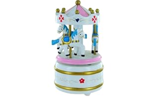 LUTÈCE CRÉATIONS Caja de música/tiovivo Musical/carrusel Musical en Miniatura de Madera con Caballos giratorios y Mecanismo Musical de Resorte de 18 Notas - para Elisa (L. v. Beethoven)