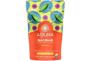 Aduna Organic Baobab Powder | 100% Natural Raw Baobab Superfruit Vitamin Powder for Smoothies | Certified FairWild | 275g Resealable and Recyclable Pack
