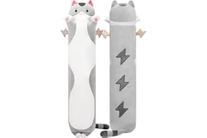 Mewaii - Cojín de Peluche para Animales (90 cm, Gato Gris)