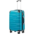 COOLIFE Hard Shell Suitcase with TSA Lock and 4 Spinner Wheels Lightweight Durable (Turquoise Green, L(77cm 93L))