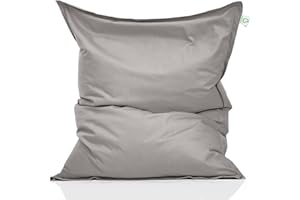 ‎GREEN BEAN Green Bean Indoor Sitzsack XXL 140x180cm 380 Liter Kinder & Erwachsene Bean Bag EPS Perlen Füllung Riesensitzsack Groß Liegekissen Sitzkissen - Hellgrau Silbergrau