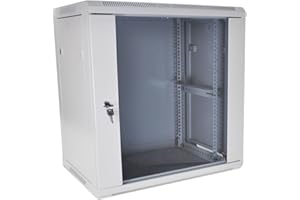 ‎KOSCOM CONNECT Koscom Connect Netzwerkschrank 12 HE I Serverschrank 19 Zoll I Wandmontage 600 x 450 x 640 mm I voll montiert I Server Gehäuse mit abschließbarer Glastür I Traglast 60 kg I Grau