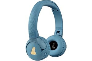POGS Drahtloser Bluetooth Kinderkopfhörer | The Gecko 2 | Faltbarer robuster Kinderkopfhörer ab 3 Jahren | Lautstärkebegrenzung 70-85 dB | Mikrofon | On-Ear | Drahtlose Musik-Sharing-Funktion (rBlau)