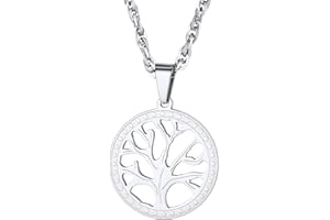 FOCALOOK Árbol de la Vida Collar Acero Inoxidable 316L de Mujeres Arbol Familiar, Joyería de Estilo Simple Minimalista de Moda