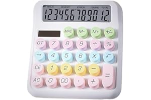 WZIOEPUL Desktop Calculator Cute Candy Color - 12 Digit Standard Basic-Calculator, Cute Desk Office, Dopamine Color Design, As a Gift for Colleagues, Kids,Classmates (White)