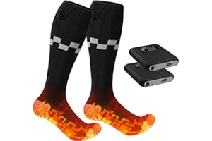 Calze Riscaldate a Batteria ikuchelife, 2 x 7500mAh/5V Max. 14 Ore Inverno Ricaricabili Calzini USB Riscaldati Scaldapiedi Elettrico Calze al ginocchio con 4 Temperature per l'intero Plantare