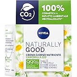 NIVEA NATURALLY GOOD Crema Giorno Nutriente 50 ml, Crema viso idratante e lenitiva per pelli sensibili, Crema nutriente con C