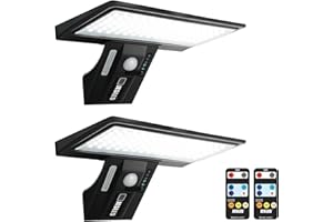 JESLED Solar Lights for Outdoor Use with Motion Sensor, 90 LED Solar Lights for Outdoor Use with Remote Control, 3 Colour Temperatures, 4 Modes, IP65 Waterproof Security Wall Light for Garden, Garage