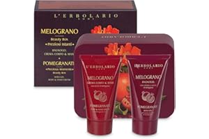 MIDEFA L'Erbolario - Beauty Box PREZIOSI ISTANTI - Elegante scatola Regalo in latta in Edizione limitata - Contiene 1 Bagnogel Melograno 75 ml + 1 Crema Corpo & Mani Melograno 75 ml