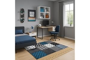 Pergamon Maui Kids - Tapis pour Enfant - Motif étoiles Gris Turquoise - 5 Tailles Disponibles