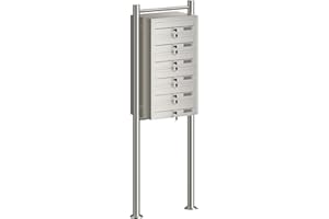 WILTEC Multiple Outdoor Letterbox Standing Multi-slot Postbox 6 Stainless Steel Mailboxes