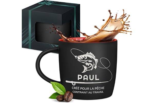 Maverton Mug personnalisable pour hommes - 400ml Tasse à Café Gravée avec Prénom et Texte - Mug Humour pour frère - ami - idée cadeau anniversaire - Noël - Bureau - intérieur rouge - pêche