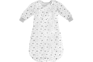 MOXTOYU Baby Sleep Bag, 100% Cotton 2.5 Tog Baby Sleeping Bag, Detachable Sleeve and Arms Up Design Swaddle Blanket with 2-way and Side Zipper, for Newborns, Newborns Gift, Newborns Essentials 0-6M