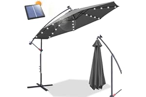 Daromigo Sombrilla de 300/350 cm con manivela | Sombrilla con soporte | Sombrilla de jardín, protección UV de aluminio | Sombrilla de mercado impermeable para jardín