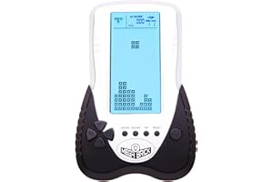 HLF New Retro Block Brick Game Console Large Screen Blue Backlight Brightness can be Adjusted Build in 23 Game Compatible with Lithium Battery/AAA Batteries can Plug in Headphone (Black)