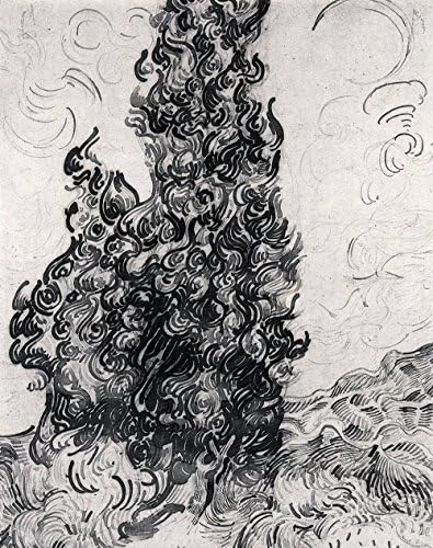Vincent Van Gogh - Cypresses (study), 1889 - Medium - Semi Gloss Print Vintage Wall Art Poster Picture Giclee Artwork Modern Contemporary & Fine Art Print