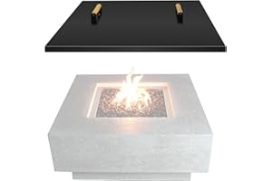 Febtech -28" Square Fire Pit Snuffer Lid - Carbon Steel Fire Pit Pan Lid for 26" FirePit- Steel Cover with Wooden Handles FirePit Shield for Outdoor Burner Cover Camping Accessories