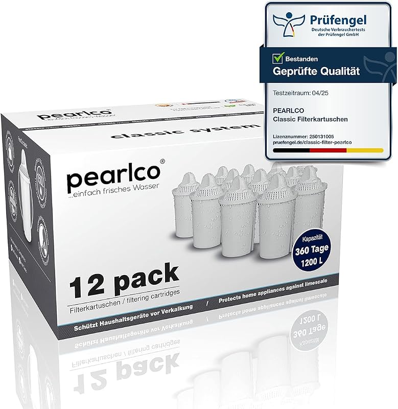 PearlCo, Confezione da 12 filtri Classici (Compatibile con Brita Classic – Non per Maxtra)