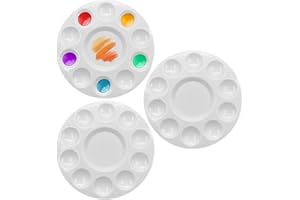 LAHVIUU Paleta de Pintura 3 Pcs Redonda Paleta Pintura Bandejas Plástico Paleta Humeda con 11 Pozos de Mezcla,para Manualidades, Pinturas al óleo, Acuarela Acrílica, Blanco 16.8 x16.8 cm
