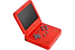 FSJUN Retro Handheld console, 3-inch IPS screen, Mini foldable Open source System, Built-in Rechargeable battery, Arcade console（64G，Red)