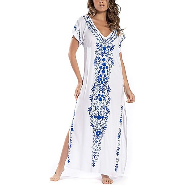 L-Peach Loungewear Boho Caftano Di Cotone Da Donna Kimono Oversize Per Casa Maxi Abito Da Spiaggia 118922587